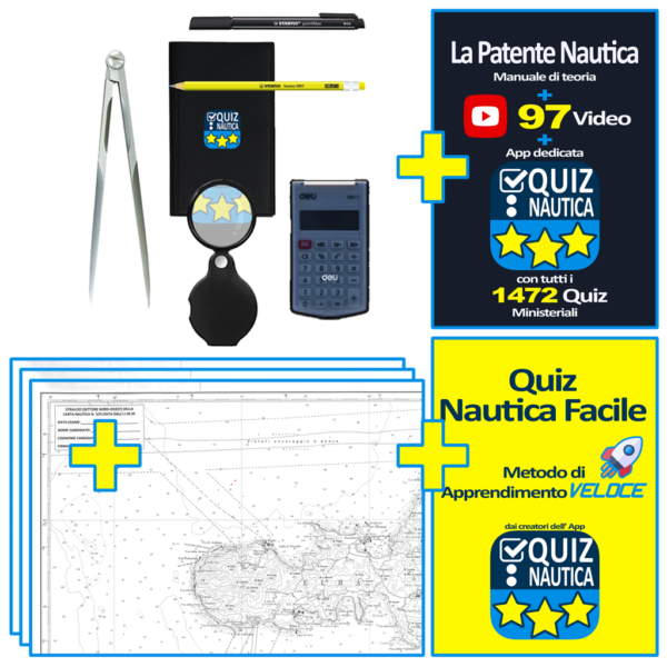 Kit Quiz Nautica + 2 libri + 3 Carte Nautiche